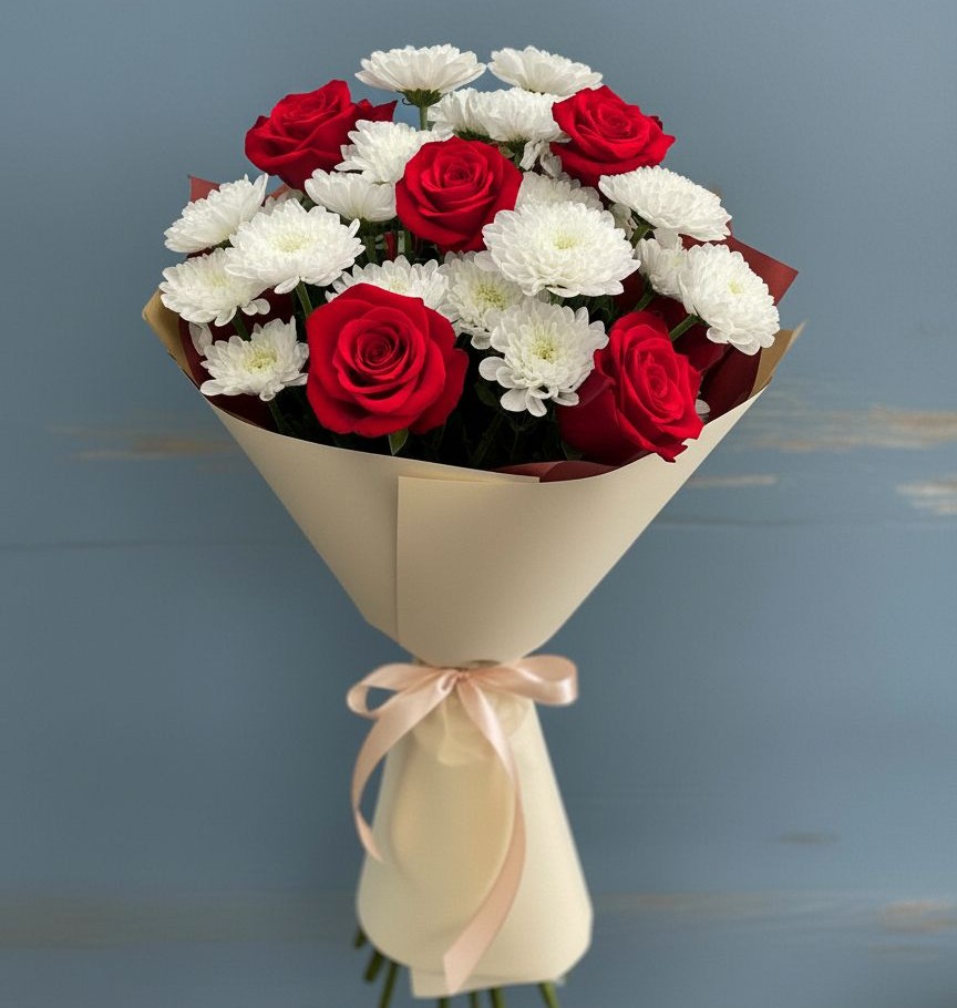 Букет цветов из: Розы и Хризантемы в Сяве