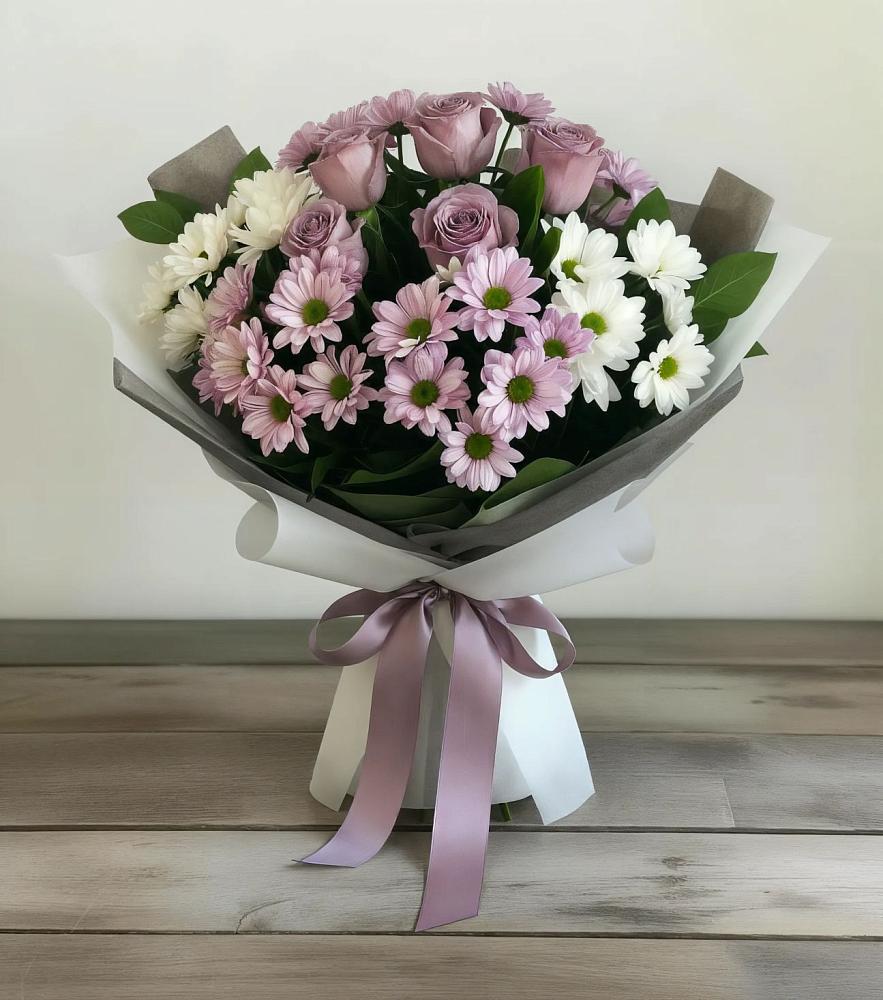 Букет цветов из: Хризантемы и Розы в Сяве