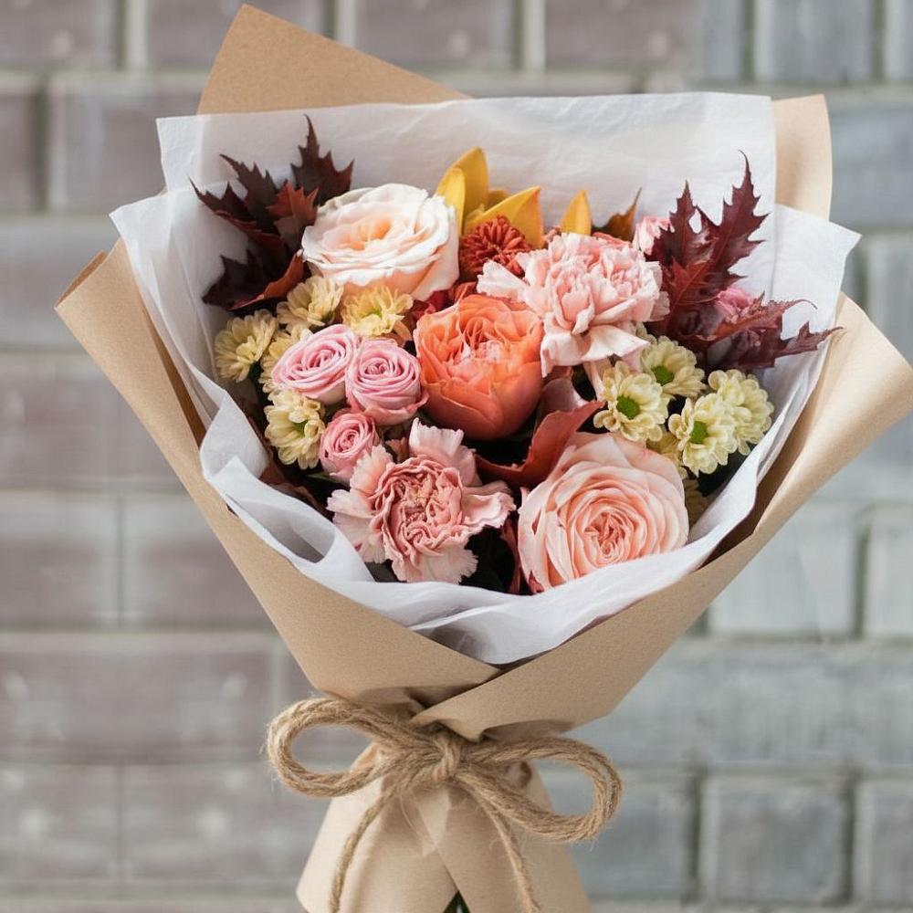 Букет цветов из: Гвоздики, Хризантемы и Розы в Сяве