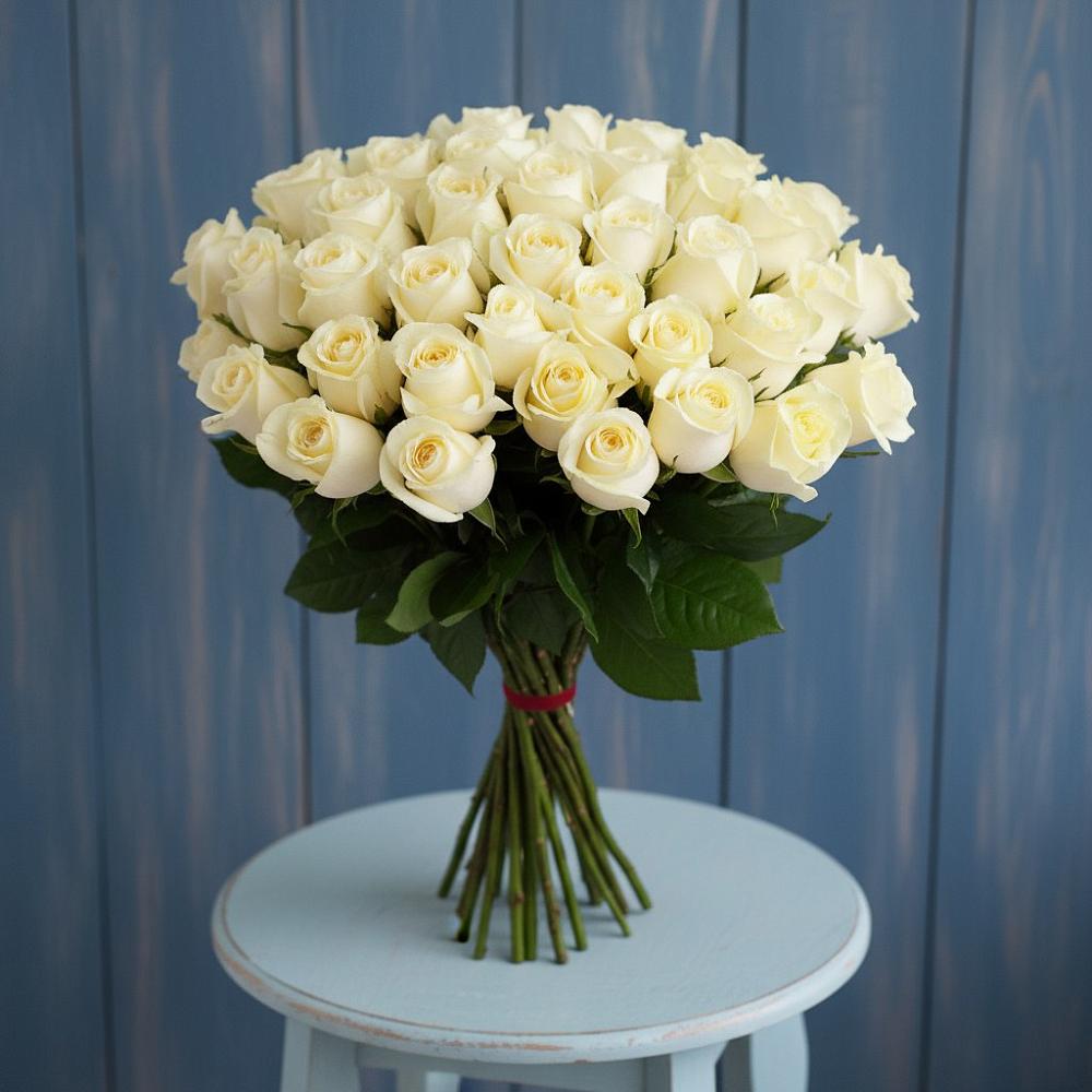 Букет 51 Белая роза Эдлесс Лав в Сяве