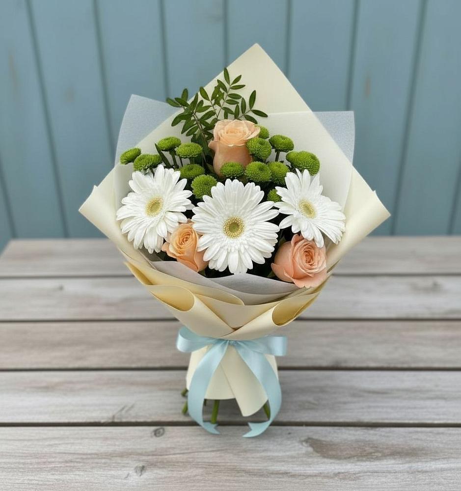 Букет цветов из: Герберы, Розы и Хризантемы в Сяве