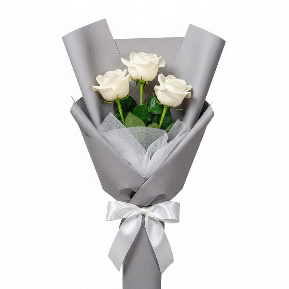 Букет 3 белые розы в Сяве