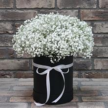 Цветочная композиция из Гипсофила в шляпной коробке в Сяве