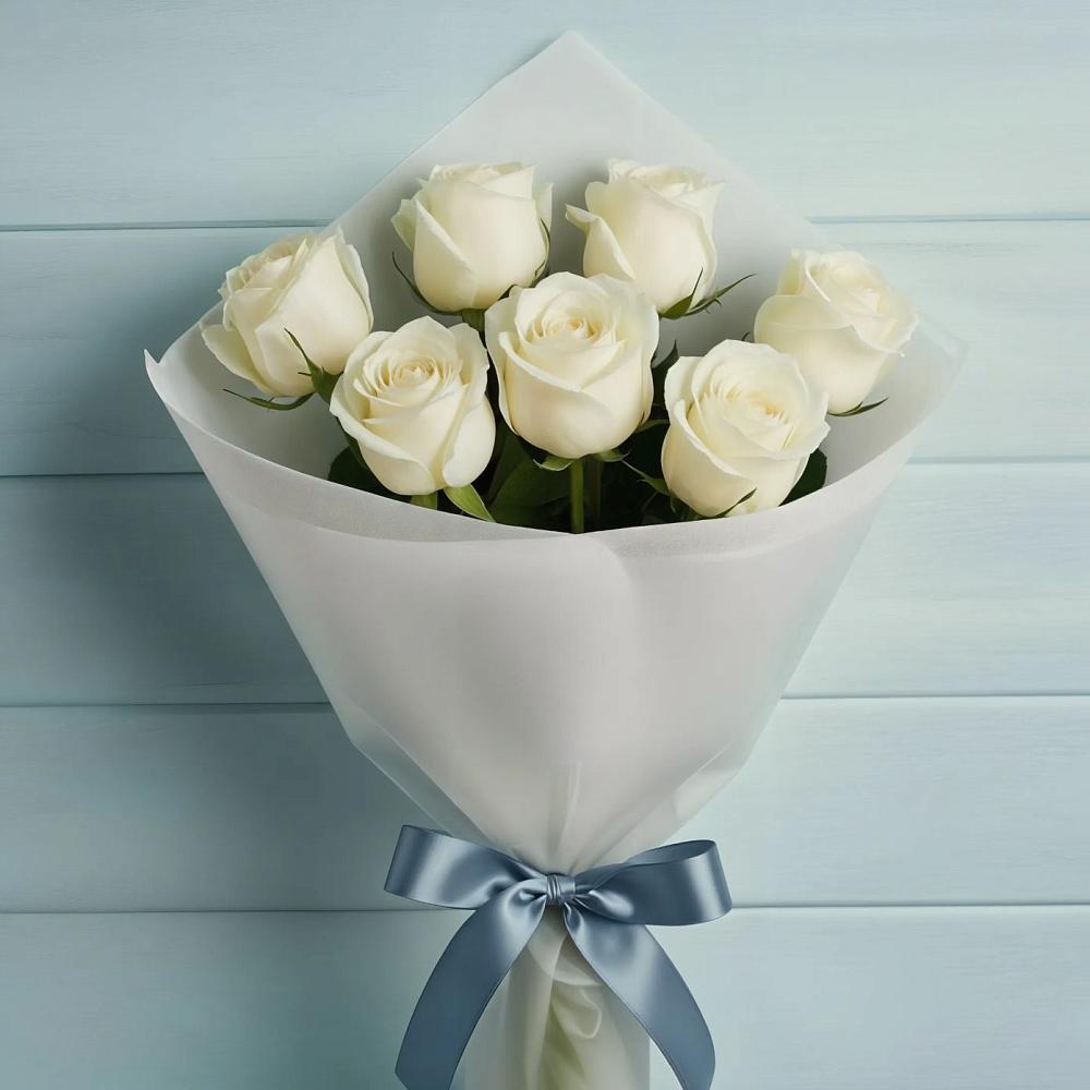 Букет 7 Белых роз Эдлесс Лав в Сяве