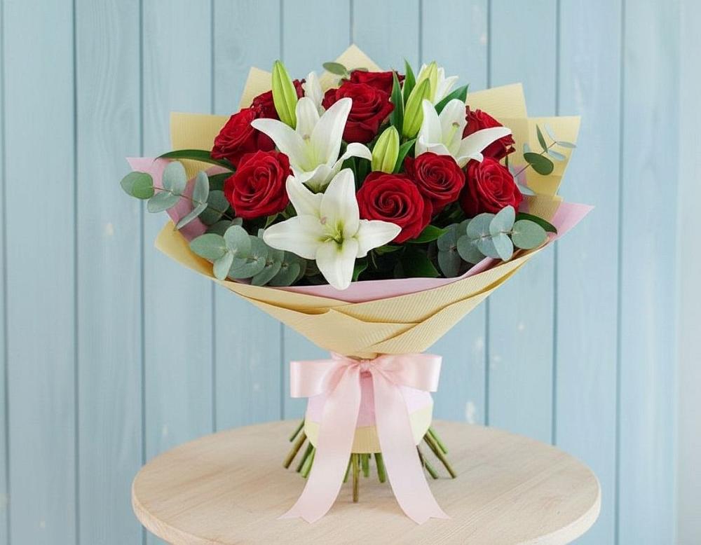 Букет цветов из: Лилии и Розы в Сяве